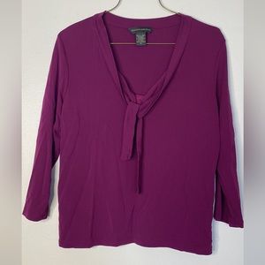 Banana Republic size M purple 3/4 sleeve tie front neck